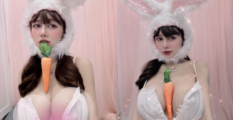 【博狗扑克】超萌兔兔「安希Anxi」吃蘿蔔　胸口夾一根想要外帶！