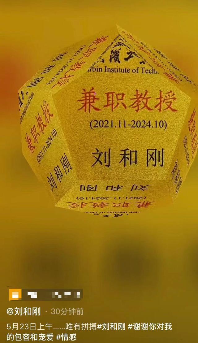 刘和刚成哈工大教授，站C位受簇拥难掩喜色，妻子是首师大教授