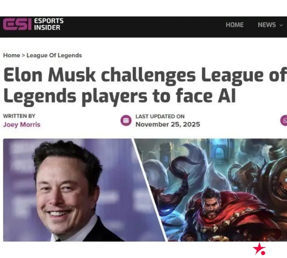 大发体育-马斯克携AI约战LOL世界冠军 T1战队,大发助力你的致富之路! 大发体育-马斯克携AI约战LOL世界冠军 T1战队,大发助力你的致富之路!