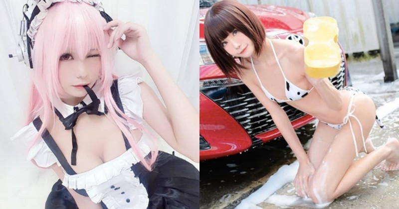 【博狗扑克】小奶也能很性感！甜美coser大膽穿衣秀「小蠻腰」，比基尼洗車好亮眼！