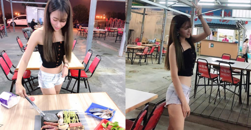 【博狗扑克】烤到脫衣服！氣質正妹「Yuanyuan媛媛兒」超短熱褲火辣烤肉