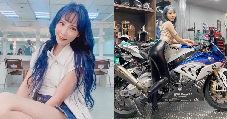 【博狗扑克】正妹 YouTuber「咪妃」牽新重機回家！「緊身黑皮褲」造型狂吸萬讚