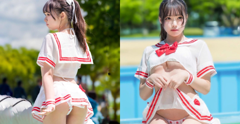 【博狗扑克】「超萌正妹」上面失守下面也露餡，「草莓內褲」香爆宅男圈