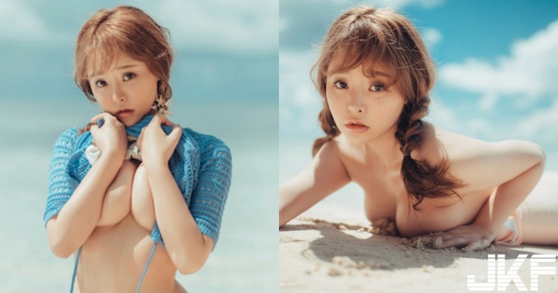 【博狗扑克】想要零色差就只能脫了！大秀「渾圓大D奶」沙灘趴曬，巨乳正妹找無人海灘偷偷來！