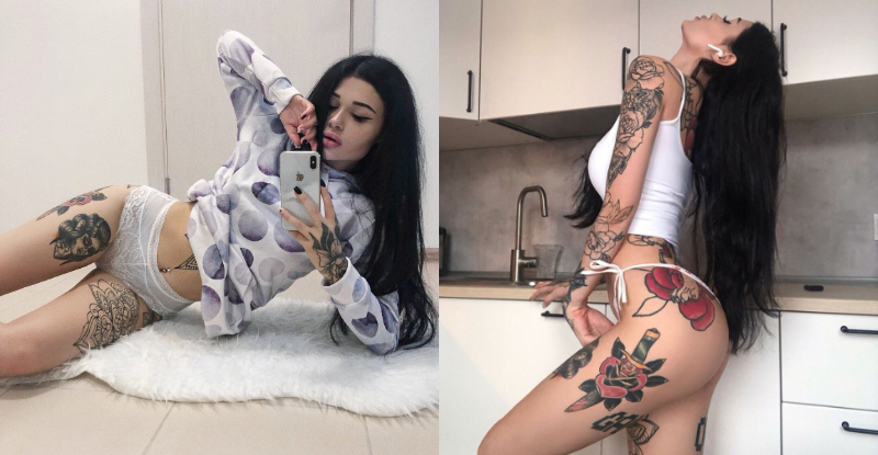 【博狗扑克】招架不住的狂放！俄羅斯刺青妹對自己使壞　充滿個性的紋身布滿全身