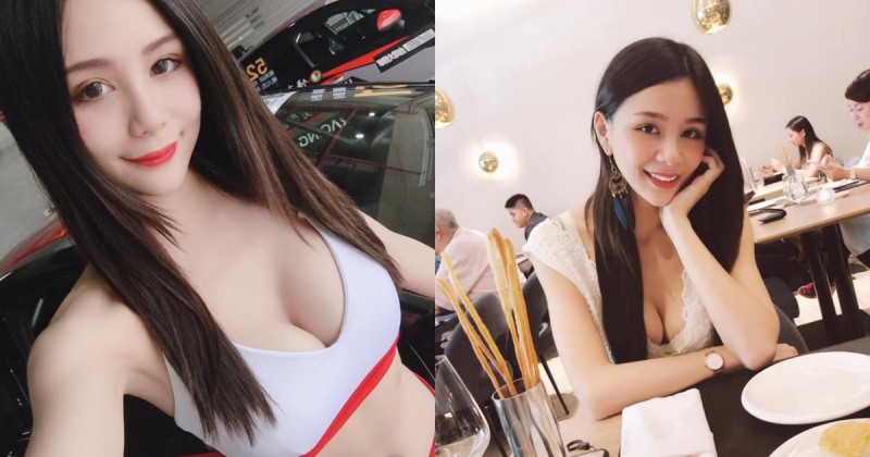 【博狗扑克】嗶嗶嗶犯規囉～大鵬灣車模YuYu奶茶兒「車頭燈太亮眼」 美腿纖腰逼人油門催落去！