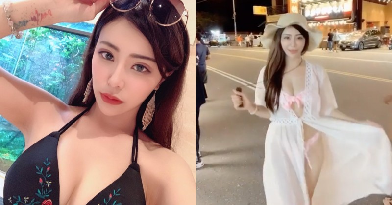 【博狗扑克】墾丁大街出現「穿比基尼逛街」的長髮正妹！渾圓美乳步步逼近，網友：有被撩到！