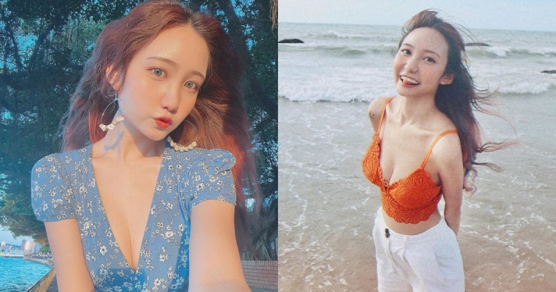 【博狗扑克】美波正妹「蔣馨」海邊玩耍流露自然美，「躺平溢奶」畫面更是可觀！