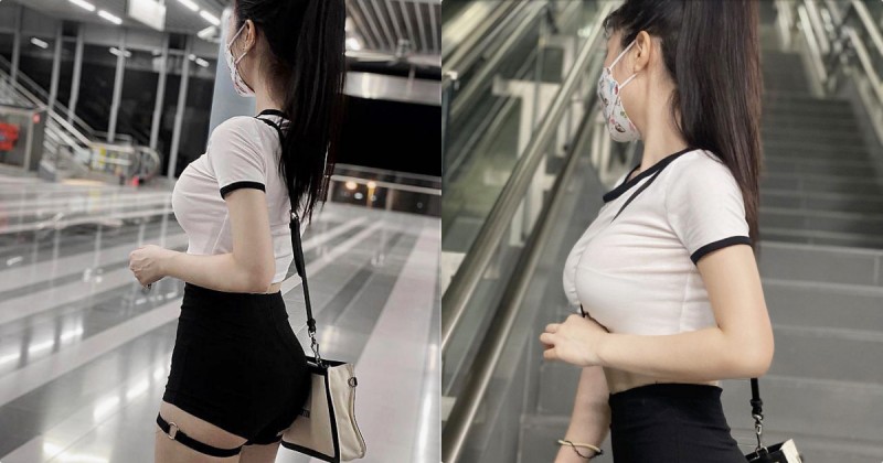 【博狗扑克】火車站「超辣爆乳口罩正妹」，側身的雄偉曲線讓人直呼：好巨！