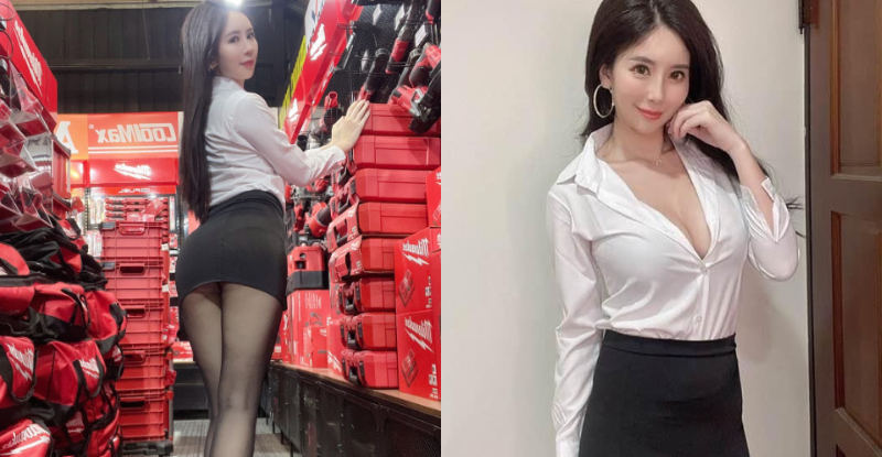 【博狗扑克】性感小秘書「甄馨Tiffany」倉庫盤點太超過，裙下「絲襪玉腿」讓粉絲急出貨