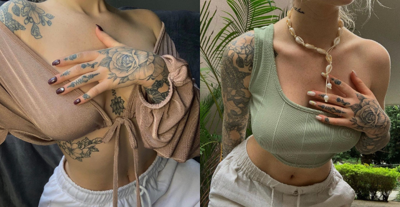 【博狗扑克】此地無銀三百兩！刺青妹「遮羞手」阻擋邪惡視線　意外造成反效果遭肉搜