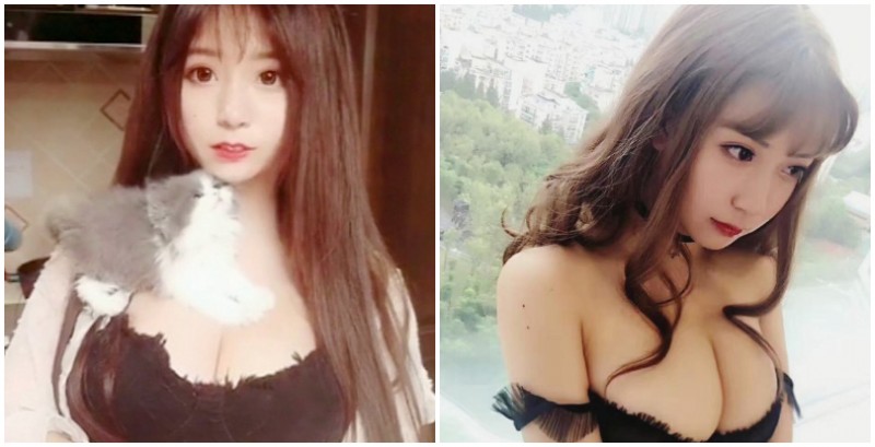 【博狗扑克】巨乳才有的特技！「巨乳正妹」貓九醬可以在奶奶上放隻貓，奶量也太狂了吧！