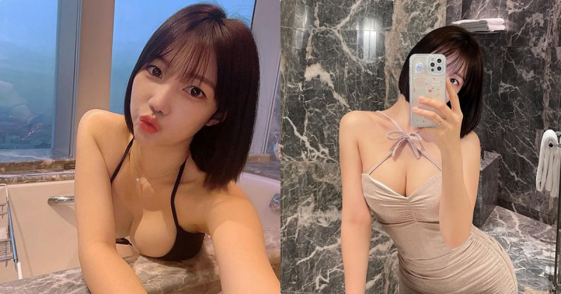【博狗扑克】高空酒店泡澡的「火辣美乳妹」，雙球擺浴缸「形狀好邪惡」！