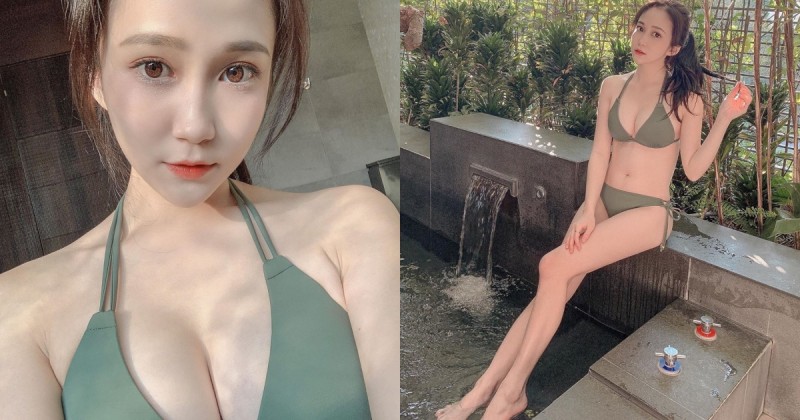 【博狗扑克】雪白巨峰來啦！甜美正妹「安琪」展示多角度渾圓美乳，每套比基尼都好辣！