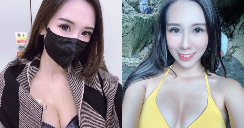 【博狗扑克】正妹「佳蓉」戴口罩自拍超爆乳，「邪惡的視角」電力超強大！