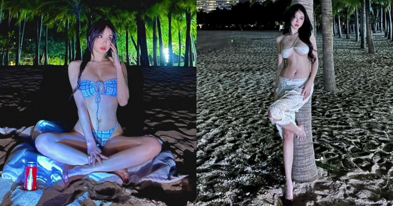 【博狗扑克】椰林海岸邊出現「惹火巨乳正妹」！比例宛如維納斯，「細腰美腿」超完美！