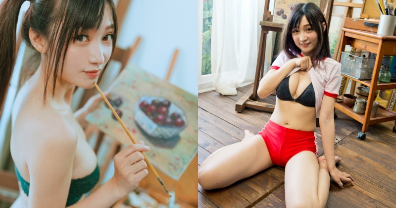 【博狗扑克】畫室裡的壞壞學生妹「江DD」，俏皮純真暗藏性感誘惑，挺雪白美乳作情慾畫布！