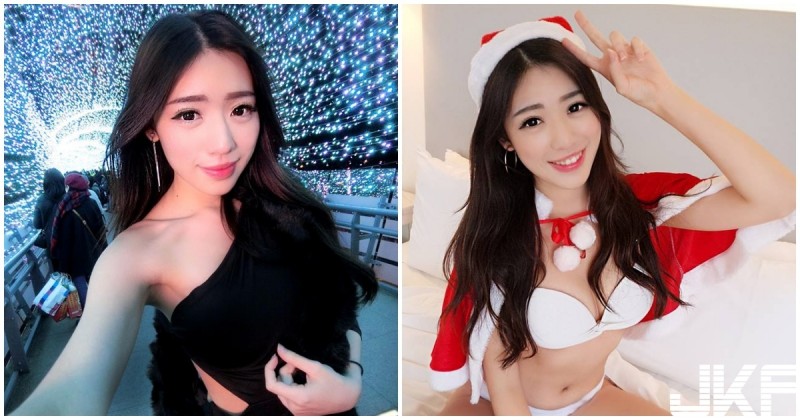 【博狗扑克】耶誕城驚見超火辣正妹，香肩外露性感到極點，聖誕裝美乳也超搶鏡！