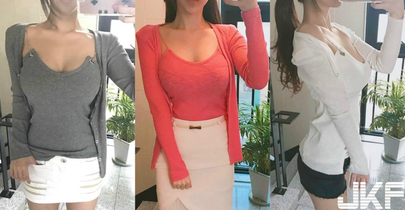 【博狗扑克】巨乳妹子最愛分享「爆奶試衣照」！「透明樓梯間」大露美乳自拍不怕被看…