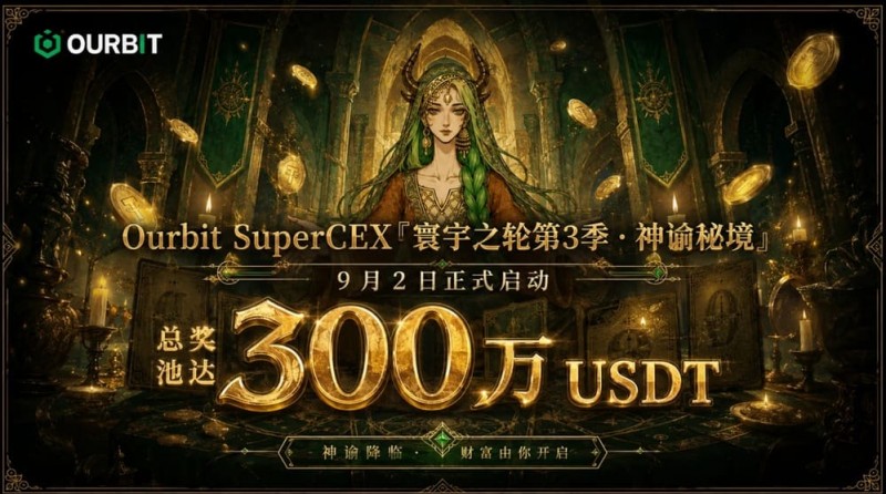 Ourbit「寰宇之轮」第三季启动:300万USDT奖池,「命运抽牌」+「合约团赛」双玩法并行 Ourbit「寰宇之轮」第三季启动:300万USDT奖池,「命运抽牌」+「合约团赛」双玩法并行