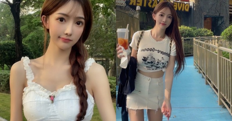 【博狗扑克】長相超甜的「廣州巨乳妹」，遊樂園玩耍秀豐滿弧度和「迷人小蠻腰」！