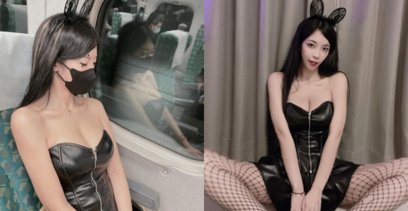 【博狗扑克】高鐵驚見爆乳兔女郎「羅莉Rolly」　睡到被偷拍都不知道